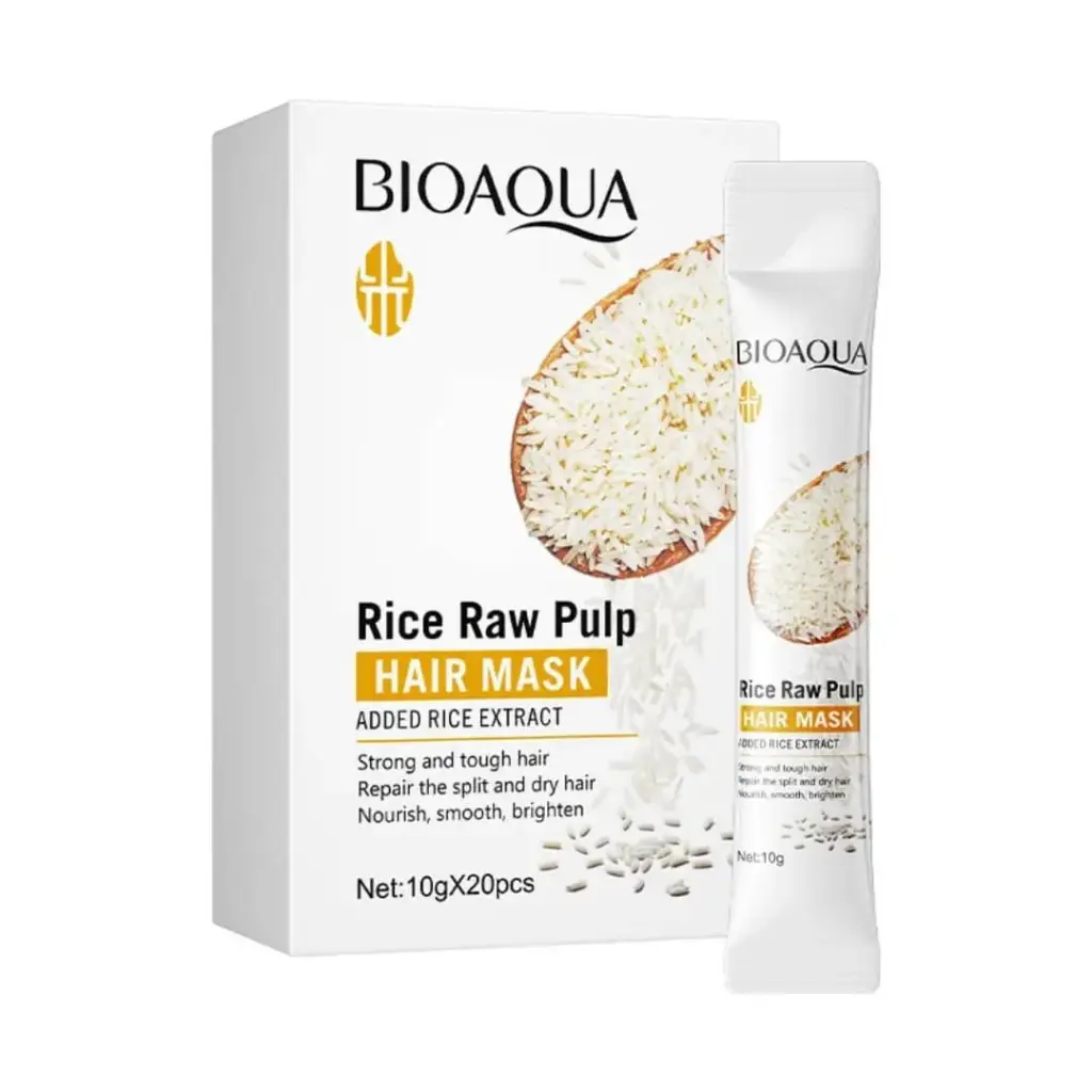 MASQUE CAPILLAIRE À L'EXTRAIT DE RIZ BRUT (BIOAQUA - 10g x 20 sachets)