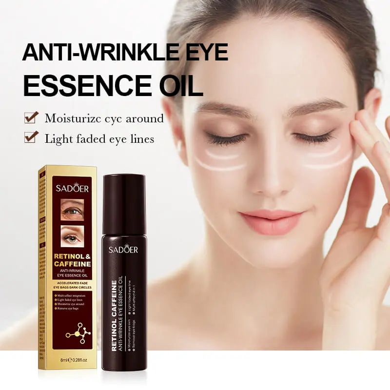 زيت سيروم SADOER بالريتينول والكافيين لمكافحة تجاعيد العين وتفتيح الهالات (SADOER Retinol & Caffeine Anti-Wrinkle Eye Essence Oil - 8ml)