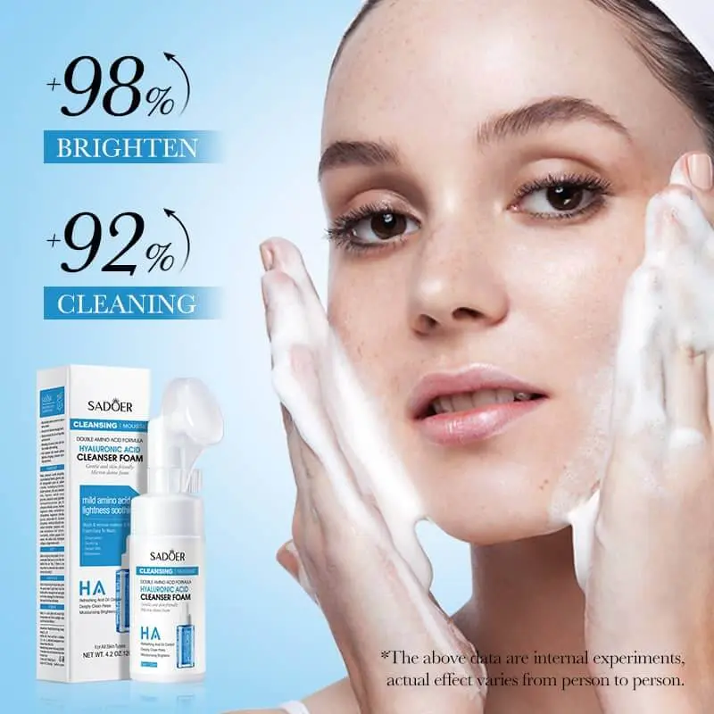 Hyaluronic Acid Cleanser Foam Double Amino Acid Formula Cleansing Mousse with Silicone Brush (SADOER)