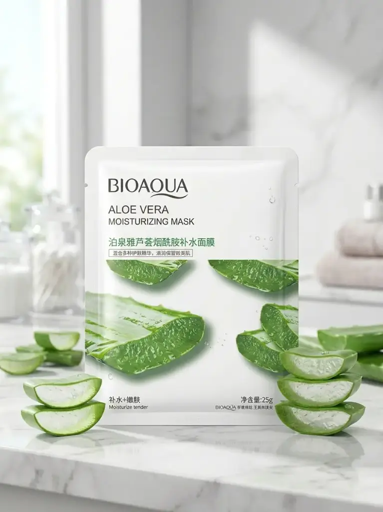 قناع الوجه بخلاصة الألوفيرا والنياسيناميد للترطيب والنعومة (BIOAQUA)