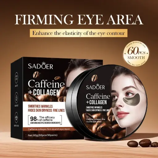 Masques Hydrogel Contour Des Yeux Au Café Et Collagène SADOER (60pcs/30paires)