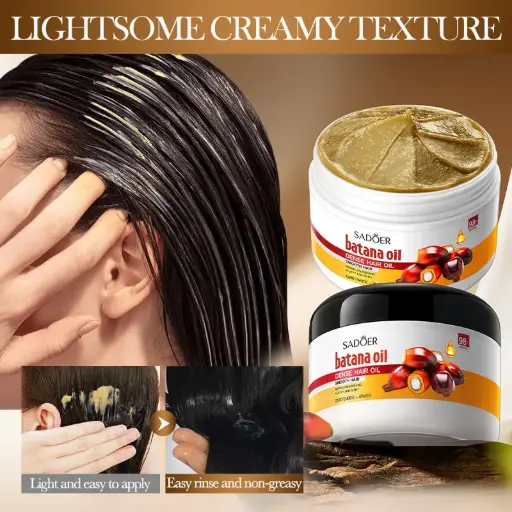 MASQUE ET SOIN À L'HUILE DE BATANA POUR CHEVEUX DENSES ET ABÎMÉS SADOER