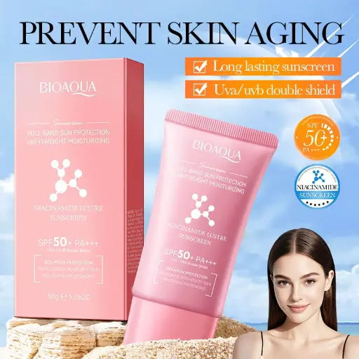 Niacinamide Lustre Sunscreen Full Band Sun Protection Lightweight Moisturizing SPF50+ PA+++ (BIOAQUA)