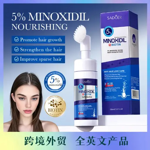 MOUSSE ANTI-CHUTE ET REPOUSSE CHEVEUX SADOER MINOXIDIL 5% ET BIOTINE (150ml / 5.3 FL.OZ)
