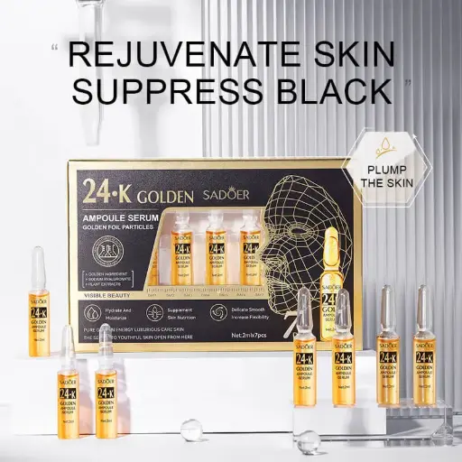 AMPOULES SÉRUM À L'OR 24K ANTI-ÂGE ET ÉCLAT SADOER (2ml x 7pcs)