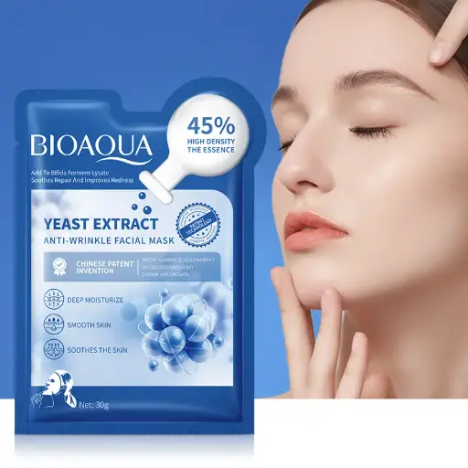 [Q,,ت م و7.] MASQUE VISAGE ANTI-RIDES À L'EXTRAIT DE LEVURE (BIOAQUA)