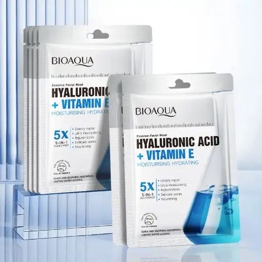 [A,,ت م و31.]  Hyaluronic Acid + Vitamin E Moisturising Hydrating Facial Mask (BIOAQUA)