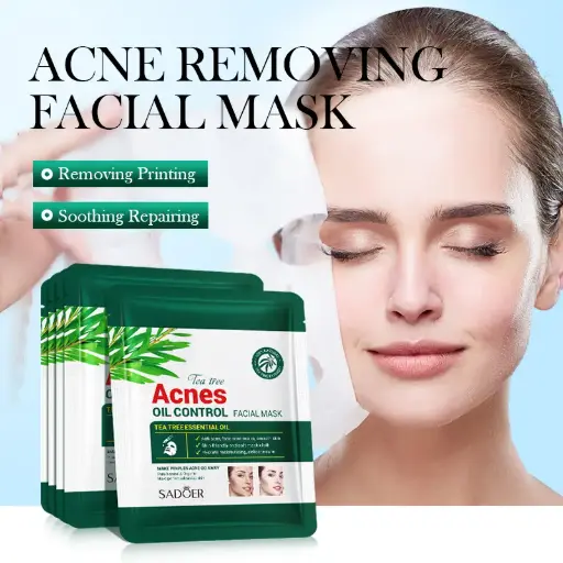 [A,,ت م و66.]  Masque Visage Anti-Acné et Contrôle de Sébum à l'Arbre à Thé (SADOER)